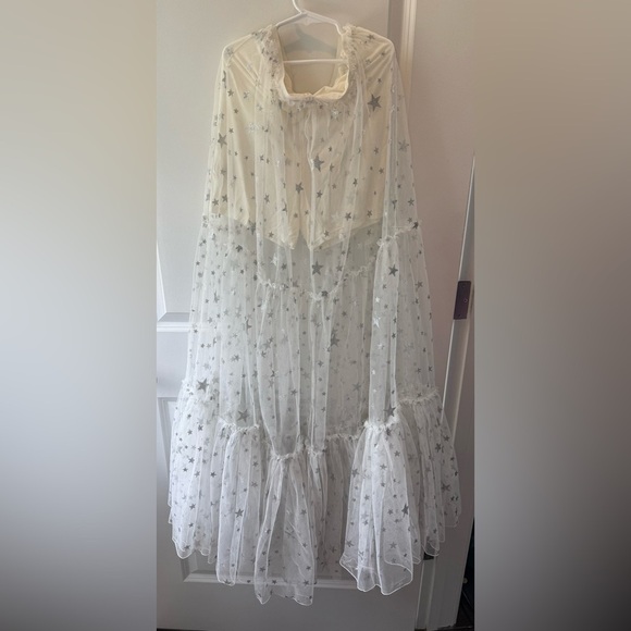 *RARE* NWT Free People A Star is Born Skirt Silver Star Mesh Maxi Size Small - Picture 6 of 7